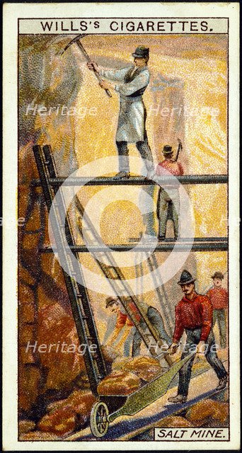 Rock Salt: Miners at work in salt mine, Wieliczka, Galicia, Poland, 20th century. Artist: Unknown