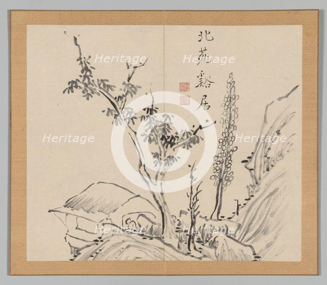 Double Album of Landscape Studies after Ikeno Taiga, Volume 2 (leaf 13), 18th century. Creator: Aoki Shukuya (Japanese, 1789).