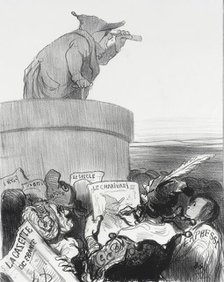 Le Constitutionnel contemplant l'horizon politique, 1849. Creator: Honore Daumier.