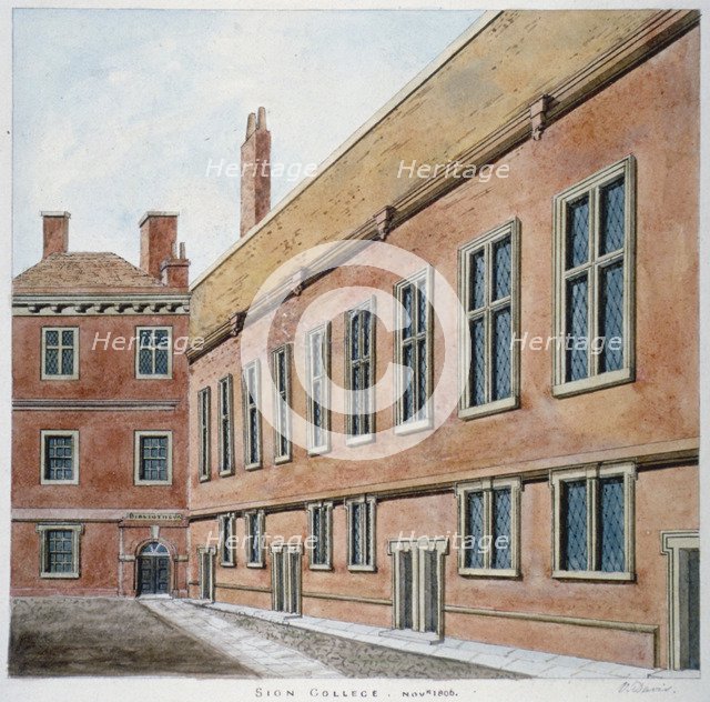 Sion College, City of London, 1806. Artist: Valentine Davis