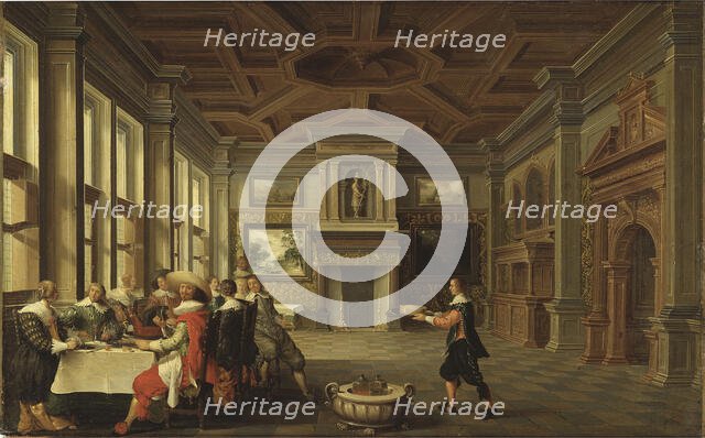 Distinguished Dinner Company in an Interior, 1631. Creator: Dirck van Delen.