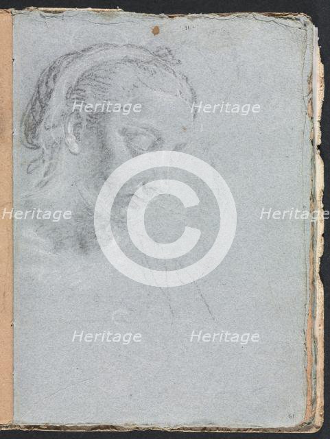Verona Sketchbook: Head and shoulders of a woman (page 61), 1760. Creator: Francesco Lorenzi (Italian, 1723-1787).