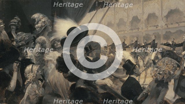 Carrousel au Grand-Palais, en 1910, ou "Une fête militaire de charité : le carrousel du..., 1910. Creator: Rene Lelong.