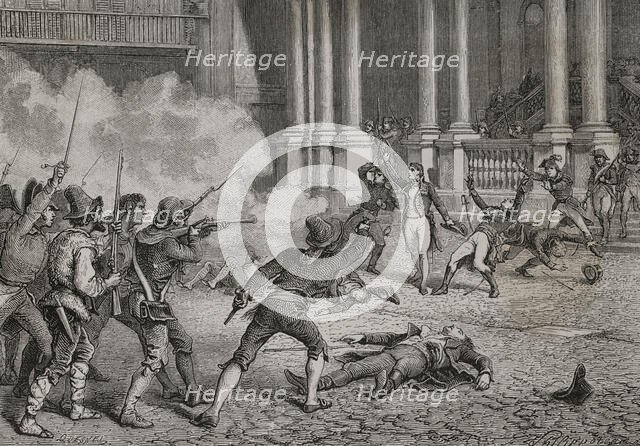 Death of General Duphot (1769-1797) in Rome on 28 December 1797, during a riot between..., 1879.  Creator: Desire Mathieu Quesnel.