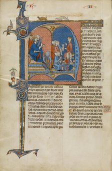 Initial N: King James I of Aragon Overseeing a Court of Law; Vidal Mayor, about 1290-1310. Creators: Unknown, Michael Lupi de Çandiu.