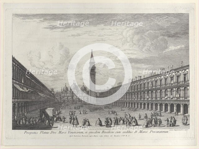 Piazza San Marco looking towards the Basilica and Campanile, 1763., 1763. Creator: Giovanni Battista Brostoloni.