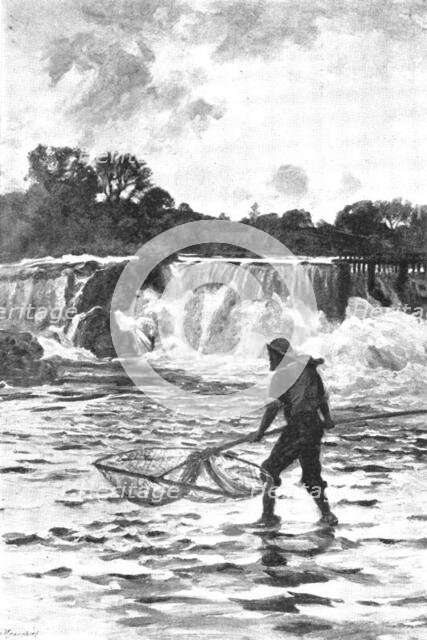 Pictures from the Royal Academy: Salmon-Fishing on the Dee...Shoulder-Net - C. Hunter, A.R.A., 1895. Creator: George Meisenbach.