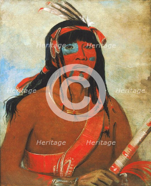 O-tá-wah, The Ottaway, a Warrior, 1835. Creator: George Catlin.