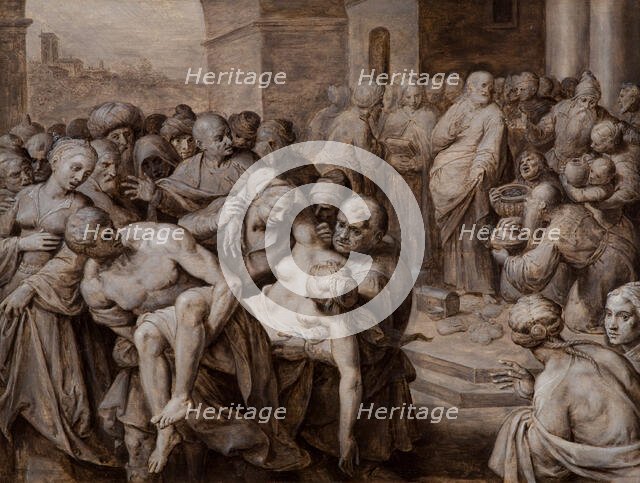 Death of Sapphira, c1600. Creator: Ambrosius Francken I.