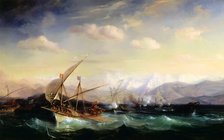 Andrea Doria dispersing the Spanish fleet ahead of the Var mouth in 1524. Artist: Gudin, Théodore (1802-1880)