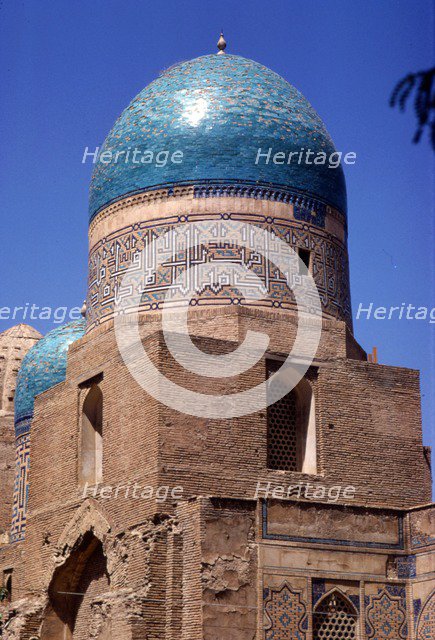 Domes of Mausoleum, Shah-i-Zinda Complex, Samarkand, 14th-15th century, (c20th century) Artists: CM Dixon, Unknown.