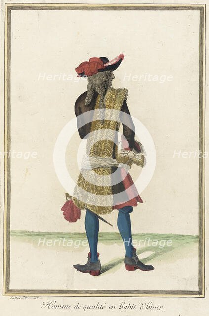 Recueil des modes de la cour de France, 'Homme de Qualité en Habit d'Hiuer', 1678. Creator: Jean de Dieu.