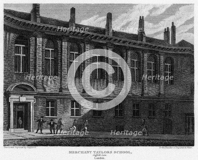 Merchant Taylors School, Suffolk Lane, City of London, 1815.Artist: Sheppard