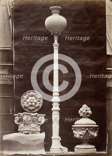 Interior Details and Candelabra, Théâtre du Vaudeville, Paris, 1869, printed 1875/76. Creator: Louis-Emile Durandelle.