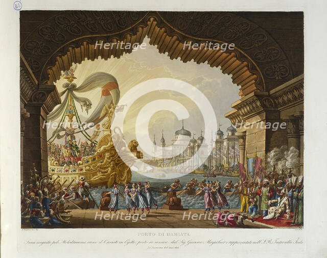 Stage design for the Opera "Il crociato in Egitto (The Crusader in Egypt)" by von Giacomo..., 1826. Creator: Sanquirico, Alessandro (1777-1849).
