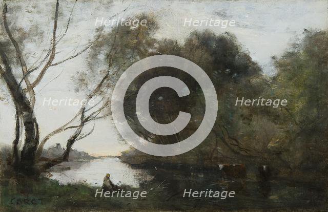 Lake: Setting Sun, c1820-1860. Creator: Jean-Baptiste-Camille Corot.