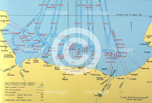Naval Bombardments on D-Day, Second World War.  Creator: HMSO.
