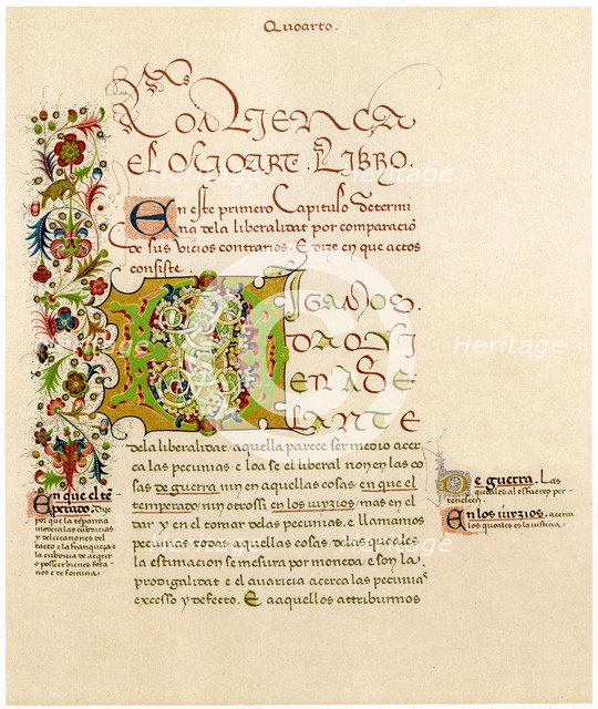 Illuminated letter 'D', 15th century. Artist: Unknown