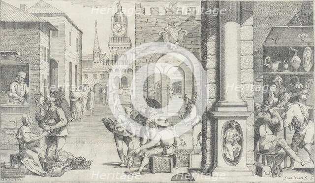 Trades Practiced in Bologna, c1640. Creators: Francesco Curti, Agostino Parisini.