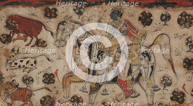 Krishna Riding a Composite Horse, c1800. Creator: Unknown.