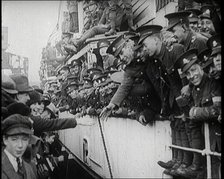 British Soldiers Setting Sail on a Ship Leaving Ireland, 1922. Creator: British Pathe Ltd.