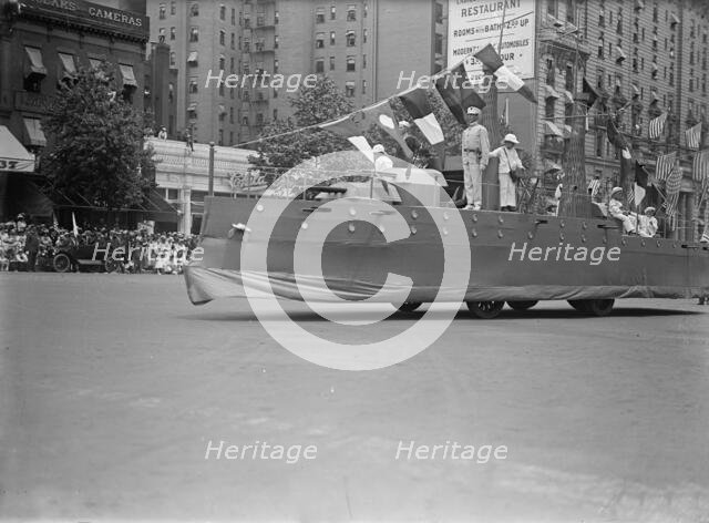 Preparedness Parade - Float Like Battleship, 1916. Creator: Harris & Ewing.