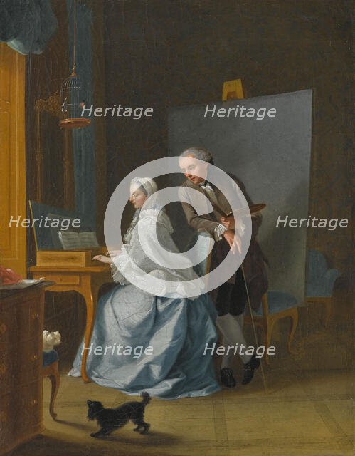 Self-portrait with his wife Marie Sophie at the spinet, 1756. Creator: Tischbein, Johann Heinrich, the Elder (1722-1789).