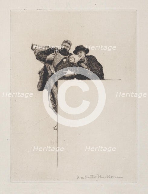 Invitation with vignette from "The First Born" (without text), 1887. Creator: Hubert von Herkomer.