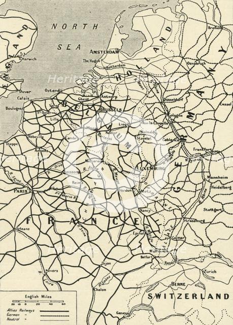 'Railway Systems of the Allies and Germany', 1916. Creator: Unknown.
