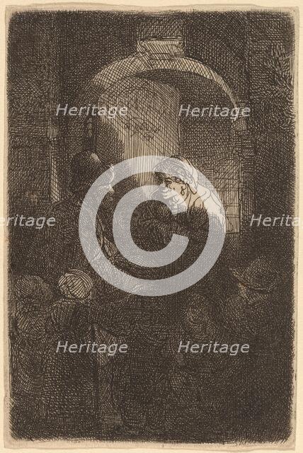 Woman at a Door Hatch Talking to a Man and Children (The Schoolmaster), 1641. Creator: Rembrandt Harmensz van Rijn.