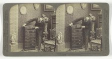 Building up an Underwood Patent Extension Stereograph Cabinet, - in a home Library, 1901. Creator: Underwood & Underwood.