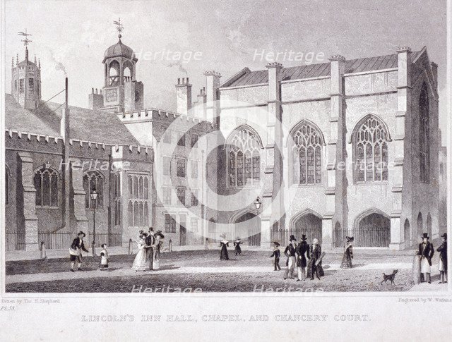 Lincoln's Inn, Holborn, London, 1830. Artist: W Watkins