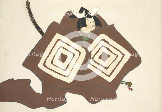 Shibaraku, from Momoyo-gusa (The World of Things) Vol II, pub.1909 (colour block woodcut)