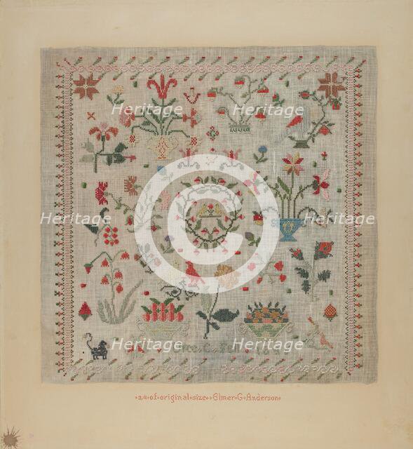 Sampler, 1935/1942. Creator: Elmer G Anderson.