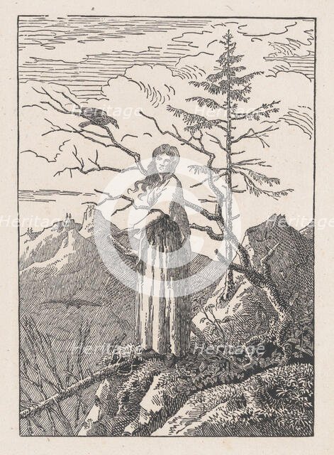 Woman with a Raven (Die Frau mit dem Raben am Abgrund), probably 1803. Creator: Christian Friedrich.