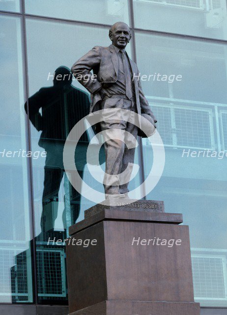 Statue of Sir Matt Busby outside Old Trafford football stadium, Manchester, c2000s. Artist: Historic England Staff Photographer.