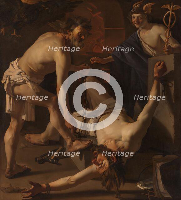 Prometheus Being Chained by Vulcan, 1623. Creator: Dirck van Baburen.