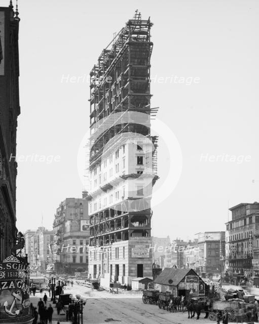 Times Building under construction, New York, N.Y., ca 1904. Creator: Unknown.