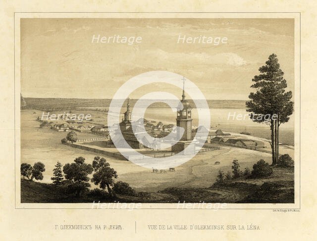 The City of Olekminsk on the Lena River, 1856. Creator: Ivan Dem'ianovich Bulychev.