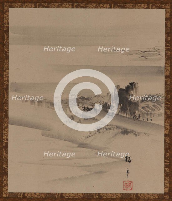 Landscape: river, town and mist, Edo period, 19th century. Creator: Utagawa Hiroshige II.