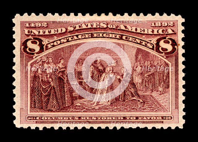 8c Columbus Restored to Favor single, 1893. Creator: American Bank Note Company.