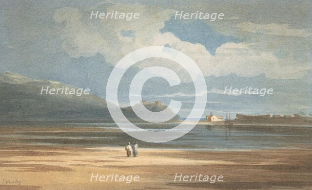 Harlech Castle across the Traeth Mawr, 1800-1842. Creator: John Varley I.