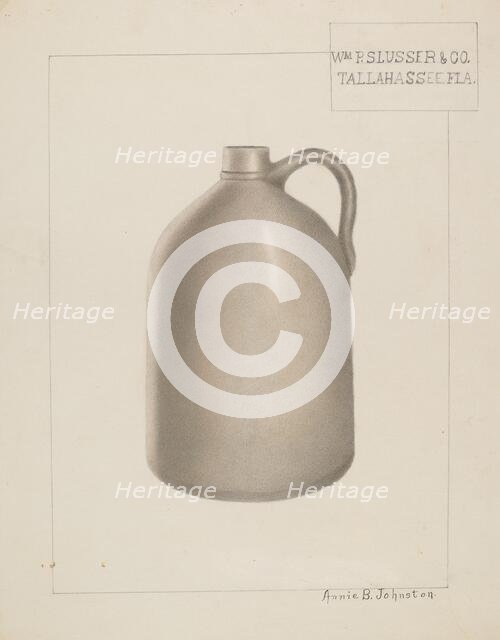 Stoneware Jug, c. 1937. Creator: Annie B Johnston.