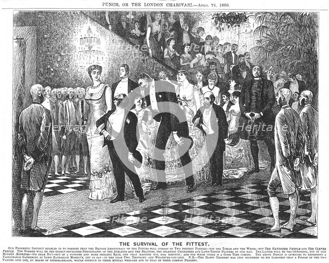 'The Survival of the Fittest'; application of Darwinism in the 21st century, 1880. Artist: George du Maurier