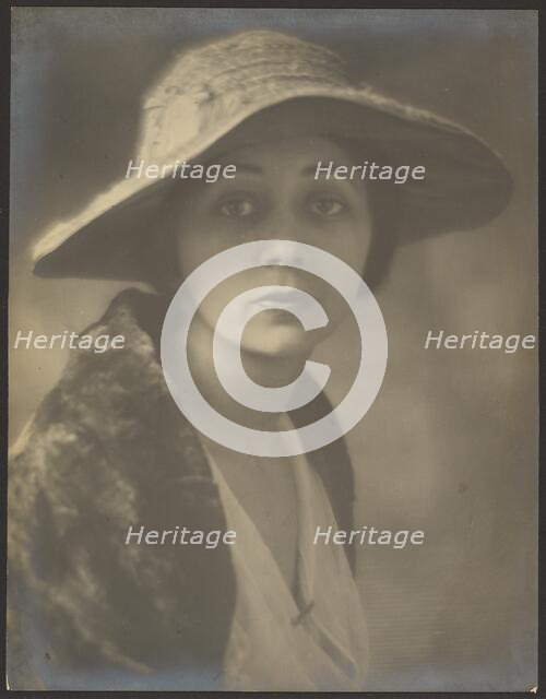 Portrait of a Woman In Fur Capelet, 1907-1943. Creator: Louis Fleckenstein.