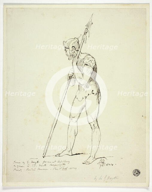 Standing Man in Armour Holding Lance, n.d. Creator: George Hayter.