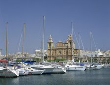 Marina and church, Malta. 