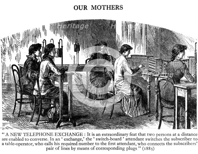 Telephone exchange, 1883. Artist: Unknown