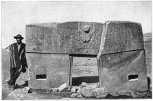 Eastern aspect of the monolithic gate of Akapana, Tiahuanaco, Bolivia, 1901. Artist: Unknown