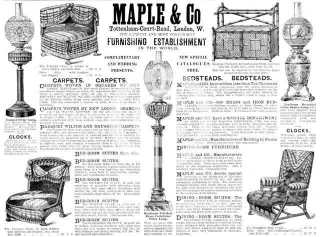 Advertisement for Maple & Co, Furnishing Establishment, 1890. Creator: Unknown.